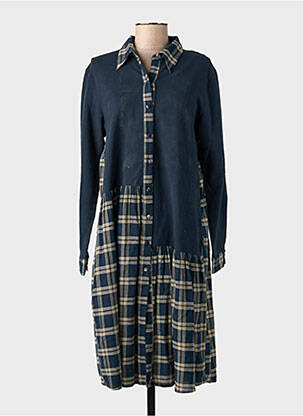 Robe mi-longue manches longues manches longues bleu RHUM RAISIN femme