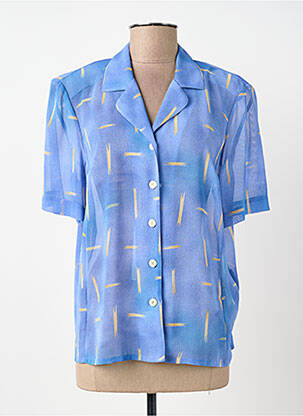 Chemisier tissage crêpe manches courtes bleu PIER BÉ femme