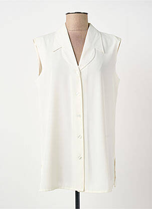 Chemisier tissage crêpe sans manche beige PRUNELLE femme