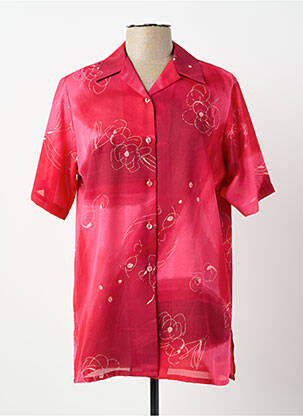 Chemisier imprimé fleurs manches courtes rouge CLAUDE DE SAIVRE femme