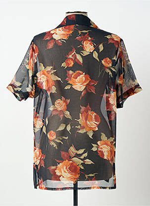 Chemisier imprimé fleurs manches courtes noir CLAUDE DE SAIVRE femme