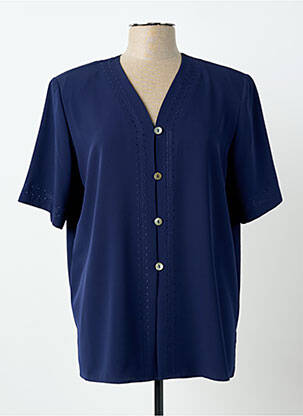 Chemisier tissage crêpe manches courtes bleu PRUNELLE femme