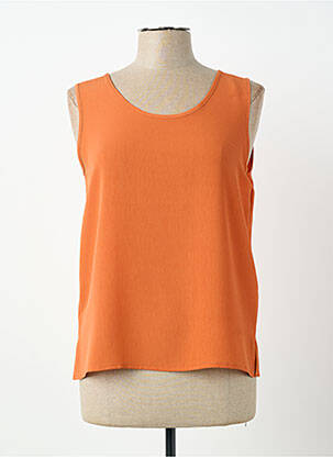 Top tissage crêpe sans manche orange CLAUDE DE SAIVRE femme