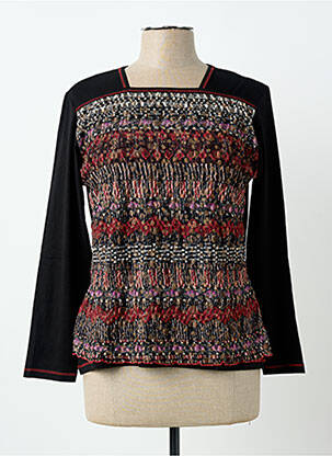 Top col carré manches longues noir CLAUDE DE SAIVRE femme