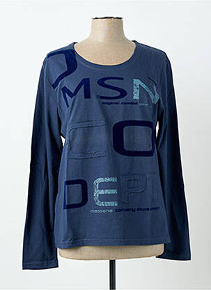 T-shirt sérigraphie manches longues bleu MASSANA femme