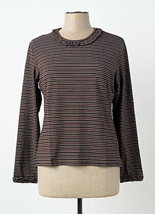 T-shirt stretch manches longues marron CARNET DE BORD femme