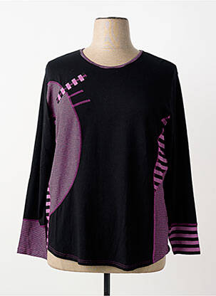 T-shirt stretch manches longues noir CLAUDE DE SAIVRE femme