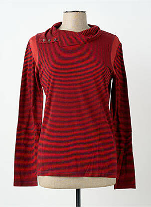 T-shirt stretch manches longues rouge CLAUDE DE SAIVRE femme