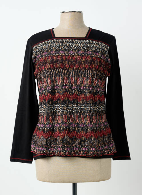 Top col carré manches longues noir CLAUDE DE SAIVRE femme