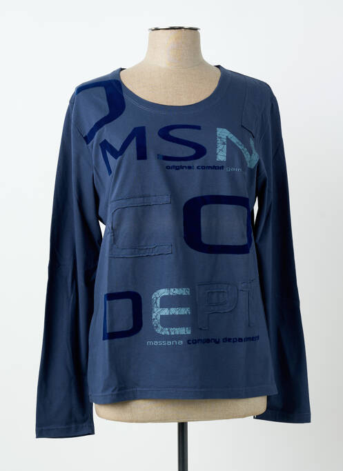 T-shirt sérigraphie manches longues bleu MASSANA femme