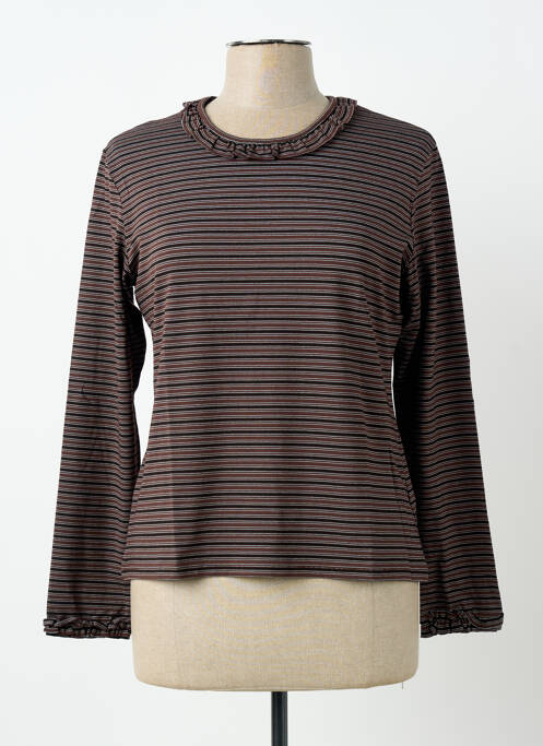T-shirt stretch manches longues marron CARNET DE BORD femme