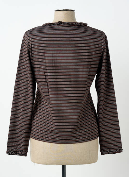 T-shirt stretch manches longues marron CARNET DE BORD femme