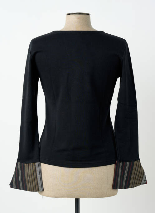 T-shirt sérigraphie manches longues noir CARNET DE BORD femme