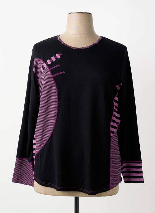 T-shirt stretch manches longues noir CLAUDE DE SAIVRE femme