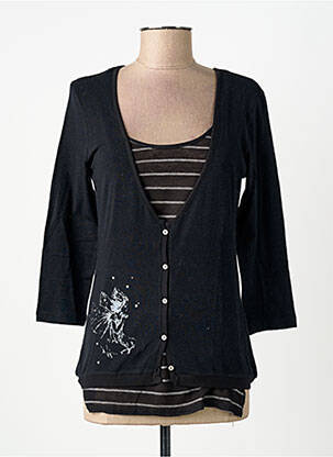 T-shirt manches 3/4 manches 3/4 noir YERSE femme