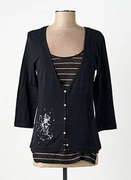 T-shirt manches 3/4 manches 3/4 noir YERSE femme