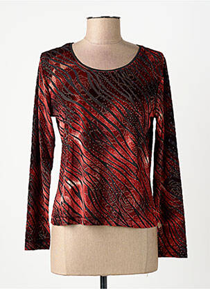 T-shirt imprimé fantaisie manches longues rouge FINETTE femme