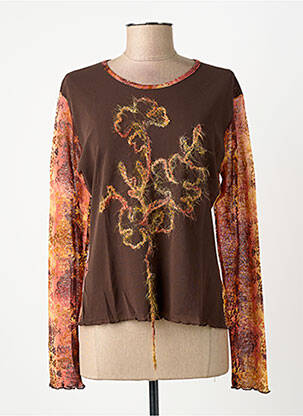 T-shirt imprimé fantaisie manches longues marron FINETTE femme