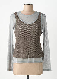 T-shirt manches longues manches longues gris CARNET DE BORD femme