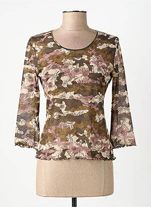 T-shirt manches 3/4 manches 3/4 vert CARNET DE BORD femme