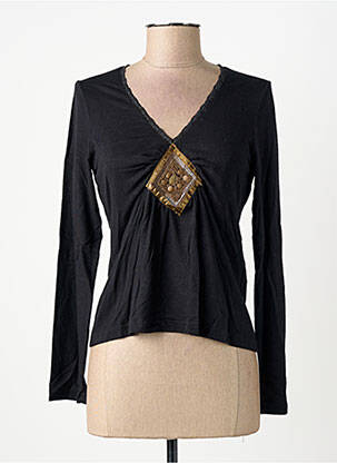T-shirt manches longues manches longues noir MSN femme