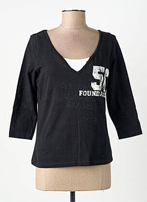 T-shirt manches 3/4 manches 3/4 noir MSN femme