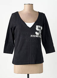 T-shirt coupe droite manches 3/4 noir MSN femme