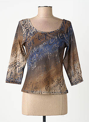 Top imprimé fantaisie manches 3/4 marron PAUL BRIAL femme