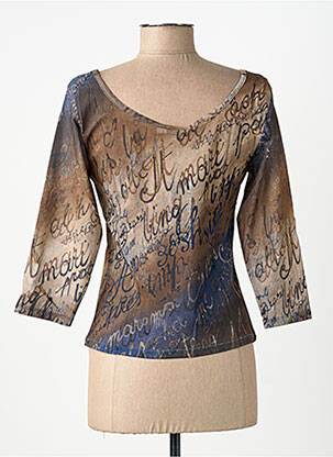 Top imprimé fantaisie manches 3/4 marron PAUL BRIAL femme