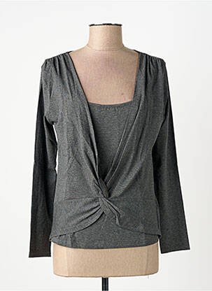 T-shirt stretch manches longues gris FINETTE femme