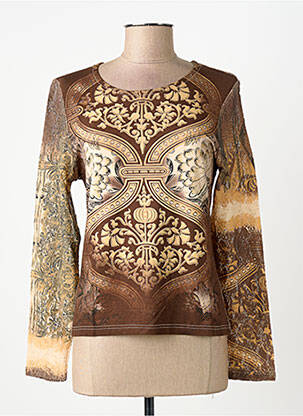 T-shirt imprimé fantaisie manches longues marron FINETTE femme