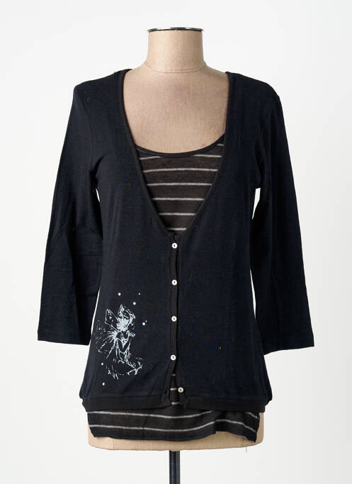 T-shirt coupe cintrée manches 3/4 noir YERSE femme