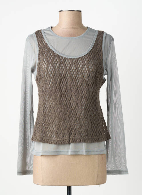 T-shirt manches longues manches longues gris CARNET DE BORD femme