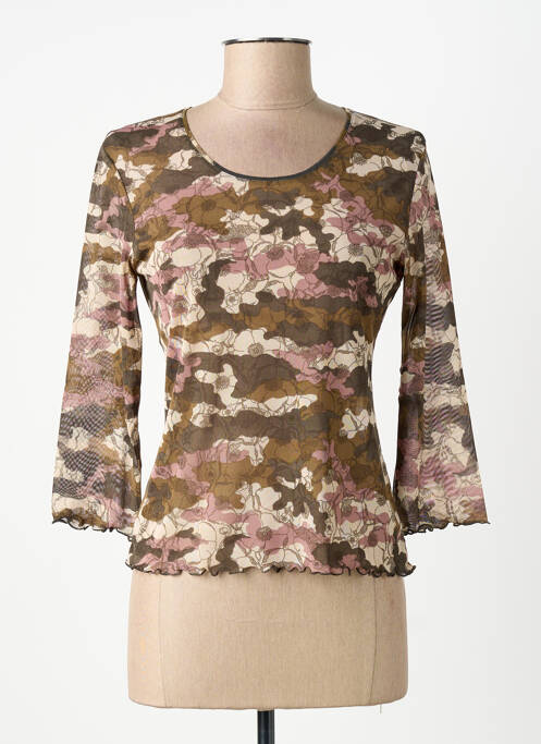 T-shirt imprimé fantaisie manches 3/4 vert CARNET DE BORD femme