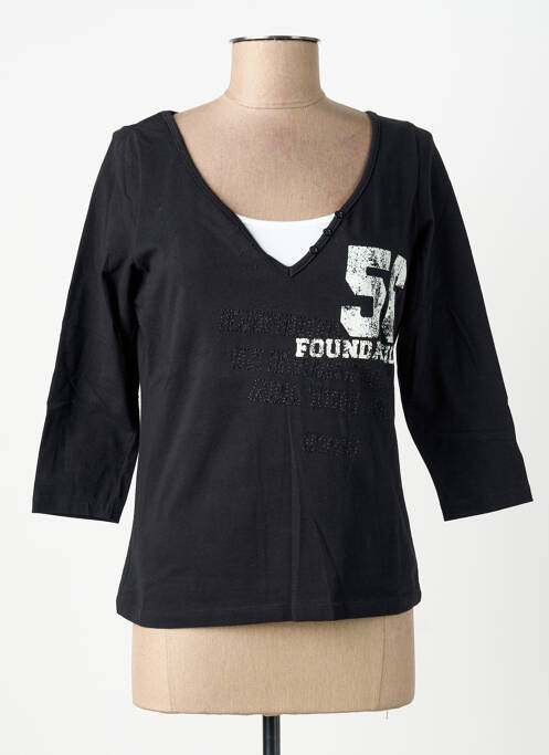 T-shirt coupe droite manches 3/4 noir MSN femme