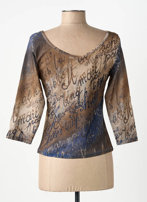 Top imprimé fantaisie manches 3/4 marron PAUL BRIAL femme