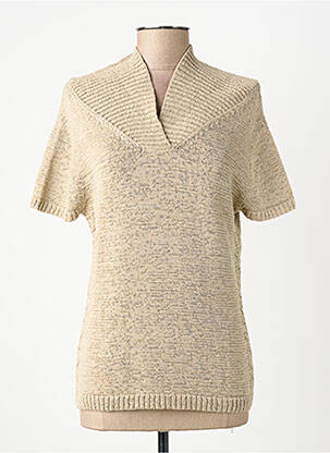 Pull coupe cintrée manches courtes beige FINETTE femme