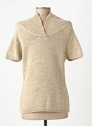 Pull coupe cintrée manches courtes beige FINETTE femme