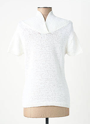 Pull coupe cintrée manches courtes blanc FINETTE femme