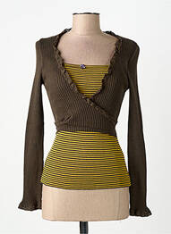 Twin-set col v marron INFINITIF femme