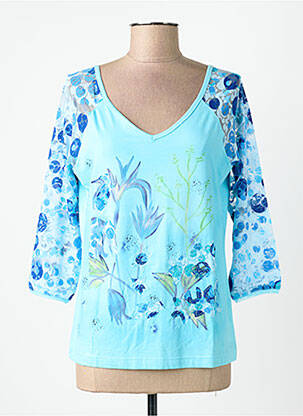 Top imprimé fantaisie manches 3/4 bleu STUDIO femme
