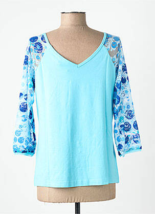 Top imprimé fantaisie manches 3/4 bleu STUDIO femme
