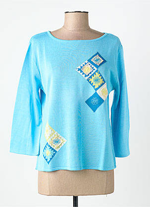 Pull coupe droite manches longues bleu FINETTE femme