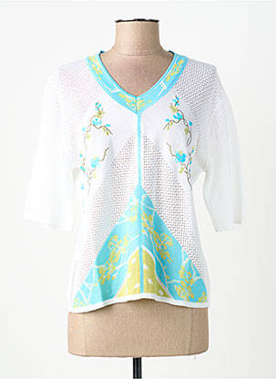 Top imprimé fantaisie manches courtes blanc FINETTE femme