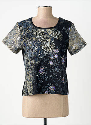 Top imprimé fantaisie manches courtes noir FINETTE femme