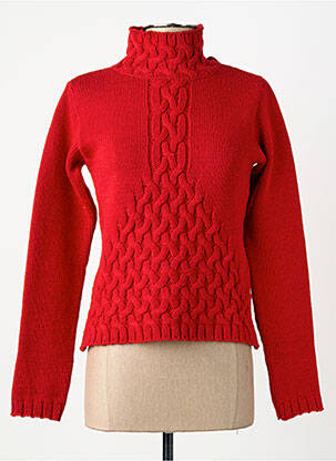 Pull col roulé coupe cintrée manches longues rouge CARNET DE BORD femme