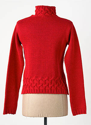 Pull col roulé coupe cintrée manches longues rouge CARNET DE BORD femme