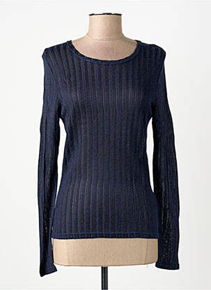 Top coupe cintrée manches longues bleu FINETTE femme