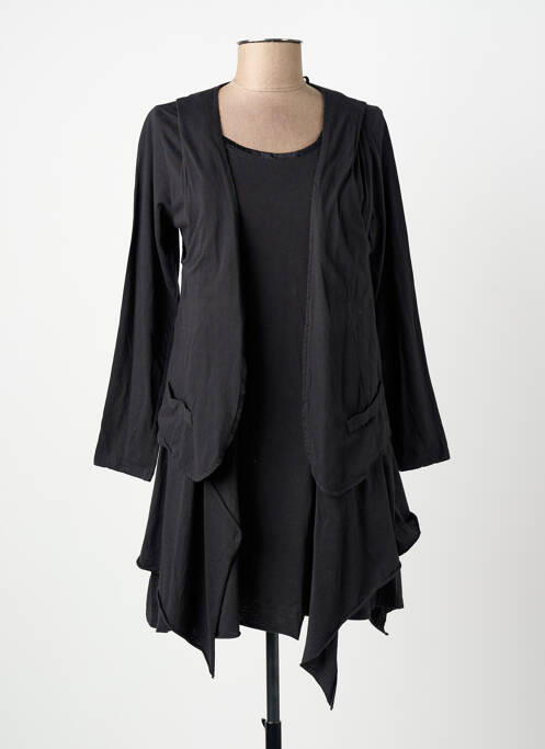 Robe mi-longue manches longues manches longues noir YERSE femme