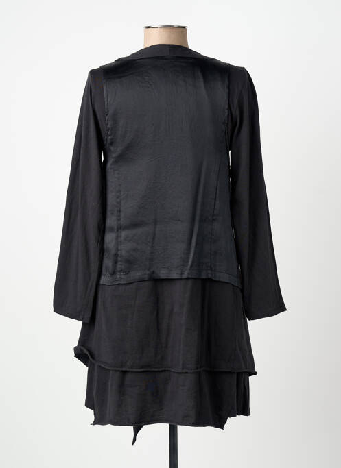 Robe mi-longue manches longues manches longues noir YERSE femme